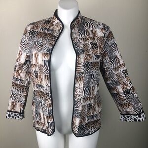 Alfred Dunner Quilted Jacket Mixed Animal Print